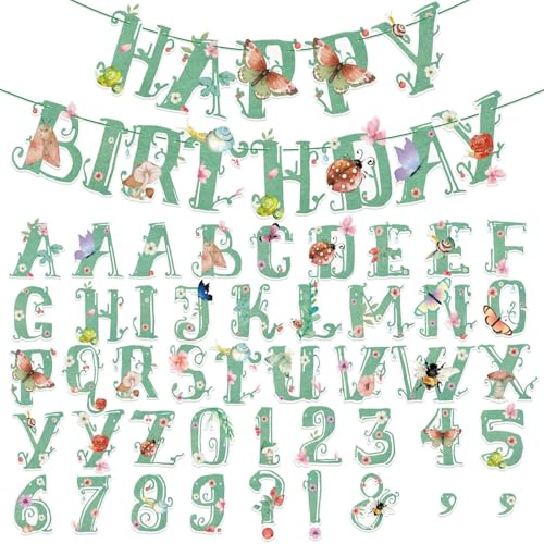 Easy Joy DIY Buchstaben-Girlande 110 Teile Grün Blumen Sommerdeko | DIY-Buchstaben-Girlande für Happy Birthday, Hochzeit, Willkommen, Kinderzimmer, Frühlings- und Sommerdeko