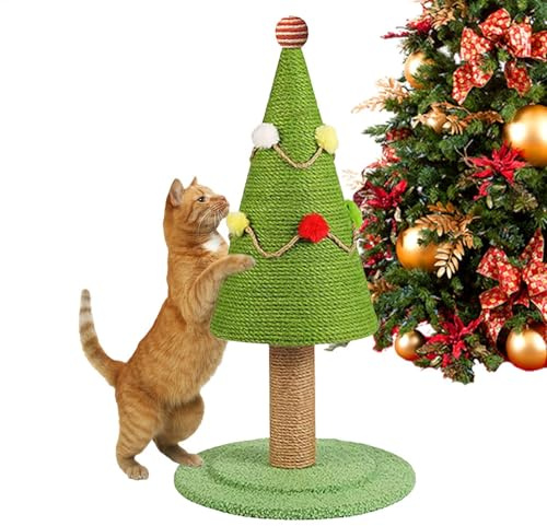 ETUCYNG Árbol de Navidad, Poste rascador para Gatos, árbol rascador de Dibujos Animados, Herramienta de relajación para Gatos, estéticos de árbol, Juguetes de Compromiso para Gatitos de
