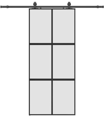 vidaXL Porte coulissante avec kit de quincaillerie Noir 90x205 cm, Porte coulissante sur Rail, Porte coulissante intérieure, Porte coulissante de Salle de Bain