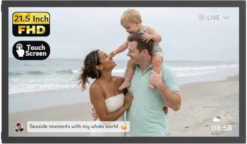 NexFoto 21.5 Inch Touchscreen Large Digital Picture Frame 64GB, WiFi Digital Photo Frame, Add Photos from Google Photos, Share Videos via App/USB/Micro SD, for Mom/Grandparents/Birthday, Black