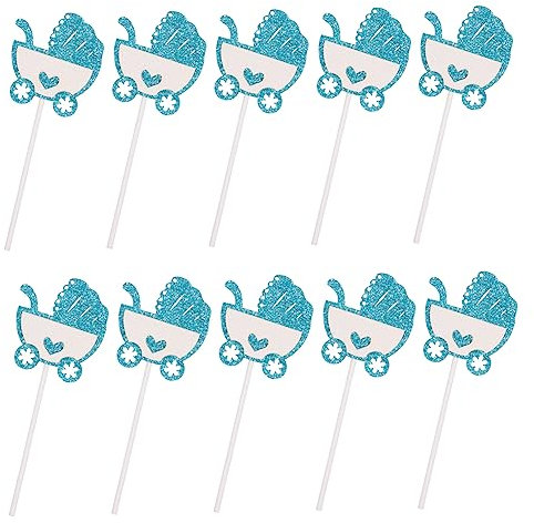 Cabilock 10stücke Kuchenaufsatz Wagen-Design Cupcake-Topper Kuchendekorationen Für Babypartys Aus Zarte Party Kuchen Einsatz Karten