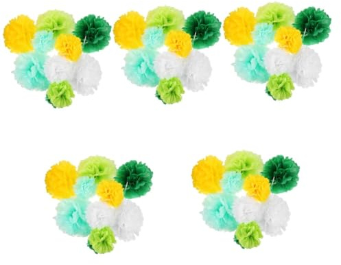 PRETYZOOM 5 Set Palla di Fiori di Carta Verde PON PON Verdi per Feste Pom Pompon Grandi Poms Decorazione del Soffitto con Pompon Carta per Fotocopiatrice 15 Pz*5