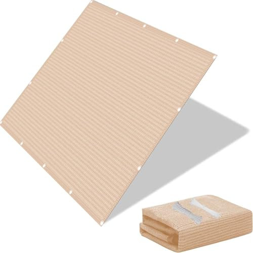 Brise Vue pour Balcon 220 x 380 cm Couverture de Clôture de Porche HDPE 220G/M², Protection Contre Vent, Soleil, avec Cordes et Attache-Câbles pour Patio/Terrasse/Grillage, Couleur Crème