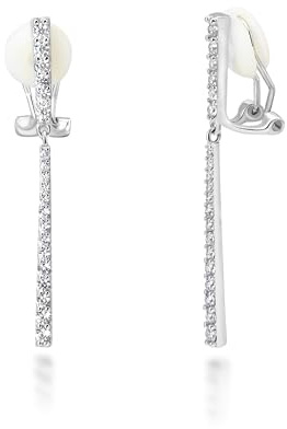 PHNIBIRD 42mm Lange Damen Ohrclips Zirkonia Schlicht für ohne Ohrlöcher | Hypoallergen, leicht und komfortabel, mit Silikonpads, schmerzfrei, für Hochzeiten,Tägliches Tragen,Funkelnd Clip Ohrringe