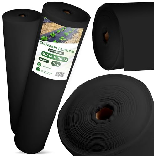 Instalguru Tessuto Antierbacce 50 g/m² 3,2x50 m Telo Pacciamatura Nero Resistente UV Giardino Vialetti Aiuole Blocco Crescita Erbacce Barriera Erbacce Copertura Esterna Terreno