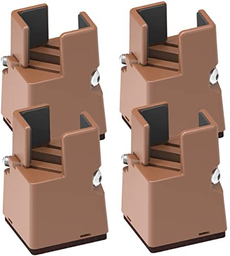 TOPPERFUN Adjustable Furniture Risers for Bed Frame and Table Legs, 4pcs Brown 5cm Height, Compatible with 22-42mm Furniture Feet, Heavy Duty Bed and Desk Lifting Blocks for Home Use