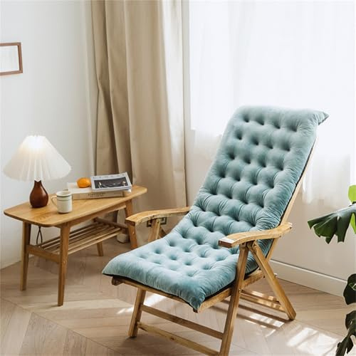 AQCQDQ Auflagen Hochlehner, Deckchair Auflagen Für Gartenliegen, Baumwolle Feldbett Auflage, Sitzauflagen Gartenmöbel Hochlehner, Rechteckig Sonnenliege Kissen Für Rattanmöbel (Blau,125x50x10 cm)