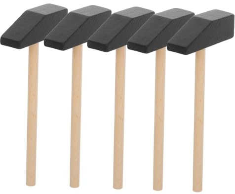 HOOTNEE 5stücke Holzhammer Junge Mädchen Kleiner Tresorhammer Mini-Hammer Als Spielzeug Für Kleinkinder Simulationsspielzeug Aus Holz Party Und Geburtstagsgeschenke Für Kindergarten Hause