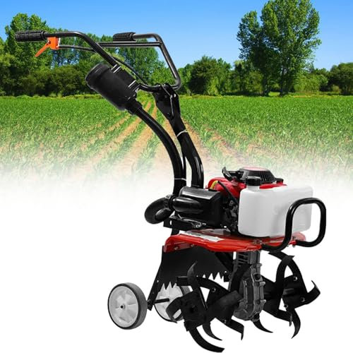 Motozappa a benzina a 4 tempi, design leggero e compatto, potente motore rotovator con maniglie sicure per aratura e cura del prato in modo efficiente