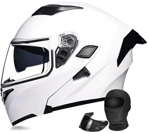 Casque de Moto modulaire intégral Rabattable avec Double visière antibuée, Casque léger homologué ECE/Dot for Adultes Hommes Femmes, idéal for Scooter Cruiser cyclomoteur(D,XXXL63~64CM)
