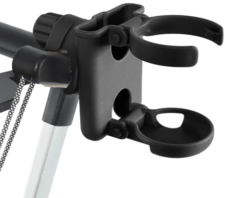 Portavasos para cochecitos con soporte para teléfono, abrazadera giratoria ajustable de 360 grados, se adapta a la mayoría de carros de bebé, bicicletas, sillas de ruedas y scooter, portavasos con