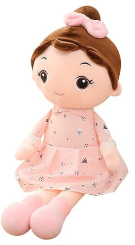 Lempefe Bambola di stoffa da ragazza, 45 cm, simpatica bambola di peluche con vestiti ad arco, bambola di peluche per ragazze, giocattolo morbido di stoffa, regalo per bambini
