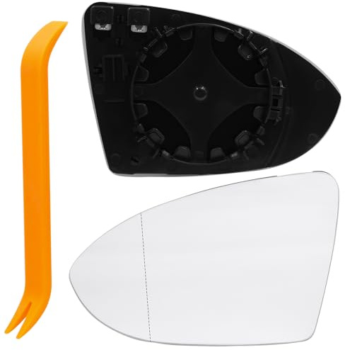 Ennoxwi Spiegelglas Links für VW Golf 7 GTD GTI 2013-2017, Außenspiegel Glas Fahrerseite mit Trägerplatte, Ersatzspiegelglas Ersatzteil, Linkes Spiegelglas Austausch Reparatur