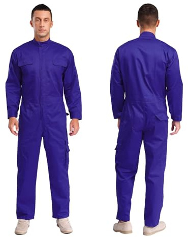 Tuta da Lavoro Uomo Tuta da lavoro resistente all'usura uomo, uniforme for meccanici, officina di riparazione(Blue,5XL)