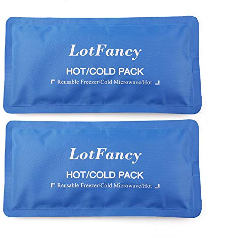 LotFancy 2 Pièces Poche de Gel Glace Compresse Chaud Froid Réutilisable Anti Douleur pour Dos Ventre Cou Genou Cheville et Baisser la Fièvre, 26,5 x 12,7cm