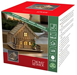 Konstsmide 3234-100 LED trähus julscen med naturligt tak-julljus, 12 cm x 0,39 cm x 4,75 tum