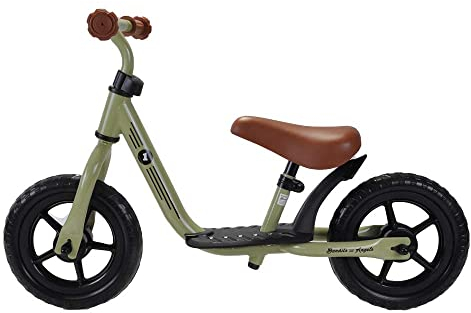 Bandits & Angels Metall-Laufrad Starter Vintage Grün mit Trittbrett ab 2 Jahren – grünes Laufrad – Verstellbarer Sattel 29 bis 39 cm – für Jungen und Mädchen – niedriger Einstieg mit Trittbrett