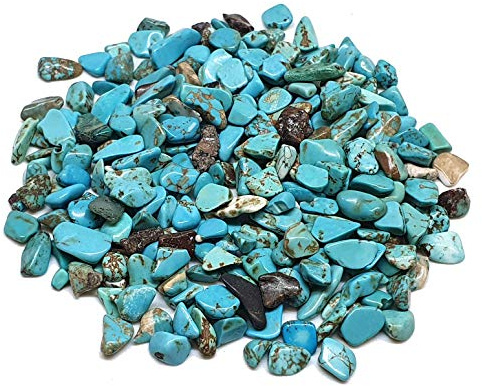 Perlin Türkis Edelstein-Chips 2-8 mm ca. 1000 Stück Trommelsteine ohne Loch | Ungebohrte Mini Trommelsteine für Resin Mosaik Cabochon Floristik Modellbau Tischdeko Basteln und kreative DIY-Projekte