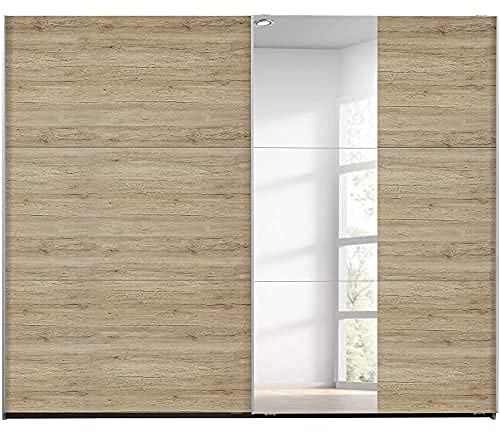Rauch Möbel Santiago Armario con Puertas correderas ingeniería Material de Madera, Roble Sanremo con Espejo, Breite 261 cm
