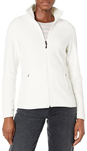 Amazon Essentials Women's Classic-Fit Full-Zip Polar Soft Fleece Jacket, Outerwear Coat with Cuffs (Available in Plus Size), Ivory, Large