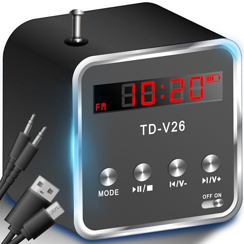 Retoo Lautsprecher, Mini Tragbar mit FM Radio, Bluetooth, 3W Leistung, USB/AUX/TF Eingänge, Mp3 Rekorder, LED-Beleuchtung, Ausziehbare Antenne