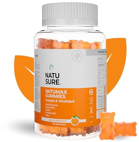 Natusure - NatuMax | Multivitaminico Recupera Energía y Vitalidad | Vitaminas A,D,C,E,B5,B6,B12, con Biotina, Ácido Fólico y Yodo | Multivitaminas Mujer y Hombre | Complejo Vitaminico Completo