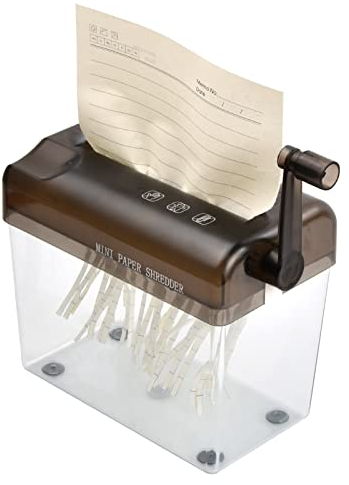 Xzeemo Aktenvernichter Mini, Tragbarer Aktenvernichter, Papierzerkleinerer, Handkurbel Aktenvernichter, A6 Oder Gefaltetes A4-Papier Hand Schredder für Zuhause Büro Rechnungen kleine Zettel Briefe