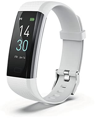Yuxier Trackers d'activité, traqueur de fitness, montre intelligente, étanche, écran tactile (blanc)