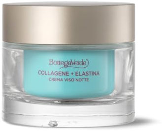 Bottega Verde - Collagene + Elastina, Crema Viso Notte Antietà e Antirughe, 50 ml, Azione Elasticizzante, Favorisce la Produzione di Collagene e Elastina, Tutti i Tipi di Pelle