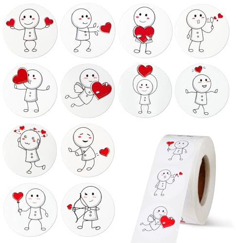 500pz Etichette Adesive Cuore Amore San Valentino, Adesivi Chiudipacco Sticker Pacchi Regalo Buste Biglietti Matrimonio Anniversario Natale