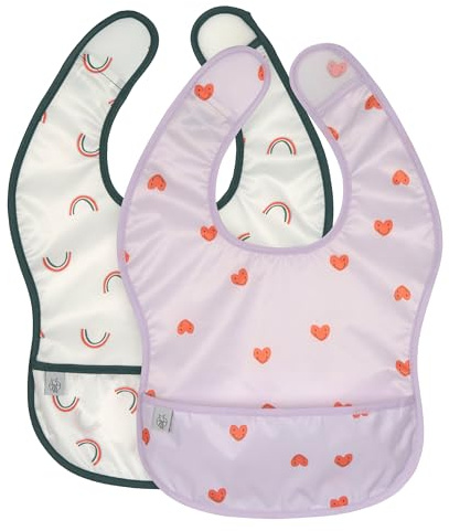 LÄSSIG Set di 2 bavaglini per neonati con chiusura in velcro idrorepellente/Lightweight Bib Happy Rascals Heart