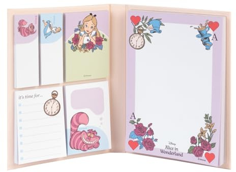 Grupo Erik Set Block Notes Disney Alice nel Paese delle Meraviglie - Blocco Note e Sticky Notes in 2 Formati Diversi 11 x 15,5 cm | Blocchetti Memo Cancelleria