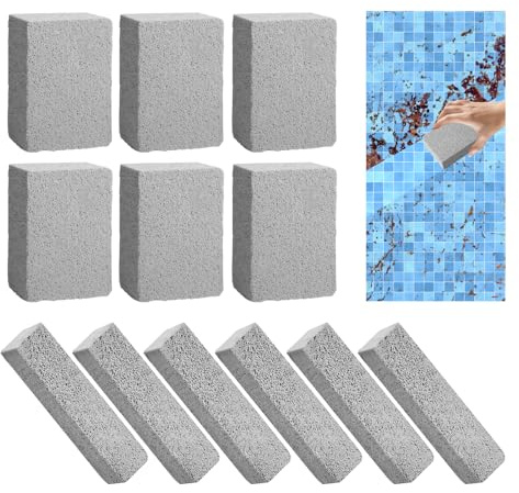 KEOHOLI 12 PCS Pools Pumice Stone,Pumice Stone for Pool Cleaning, Calcium Remover for Pool Tile,Pool Cleaner to Remove Rust and Dirt (3.93 x 2.75 x 1.57in&5.9x1.4x0.9in)