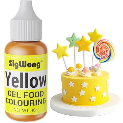 Gel Food Colouring Set, 40g Food Colouring Gel Paste for Baking, Vibrant Neon Food Coloring Dye for Slime, Icing, Cake, Odorless Food Colour for Drinks, Easter Egg, Fondant, Cookie-Yellow