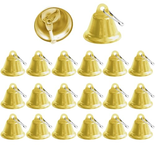 GmeDhc Petites Clochettes, 20 Pièces Vintage Petite Cloche pour décorations de Festival de Mariage, Cloche de noël pour Les sapins de Noël, Grelots en Métal pour Porte Clé Clochette, Bricolage