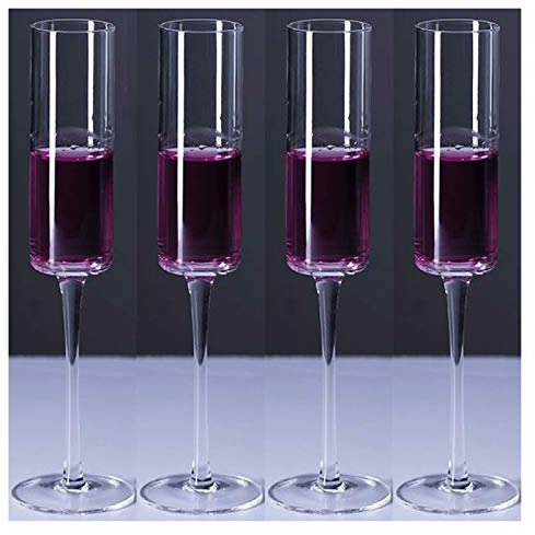 RUNZE765Z Champagnerkelche Handgeblasene Kristall-Champagnergläser, 4 Stück, 100% bleifreies Qualitäts-Sektglas, Geschenk for Hochzeit, Weihnachten. Schaumweingläser