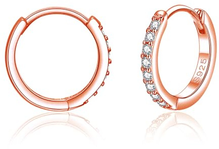 Zolkamery Creolen Silber 925, Damen Ohrringe Creolen mit 5A Weiß Zirkonia, 925 Sterling Silber Creolen Ohrringe für Damen Mädchen Mann, Klein Neutral Schläferknorpel Hypoallergen Ohrringe 13 14mm