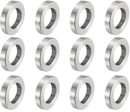 QUARKZMAN 12 Stück Edelstahl-Abstandshalter 12 mm Bohrung x 20 mm Außendurchmesser x 4 mm Länge Schraubenbuchse Blankes Finish Runder Metall-Distanzhülsen für M12 Schrauben Bolzen Stangen