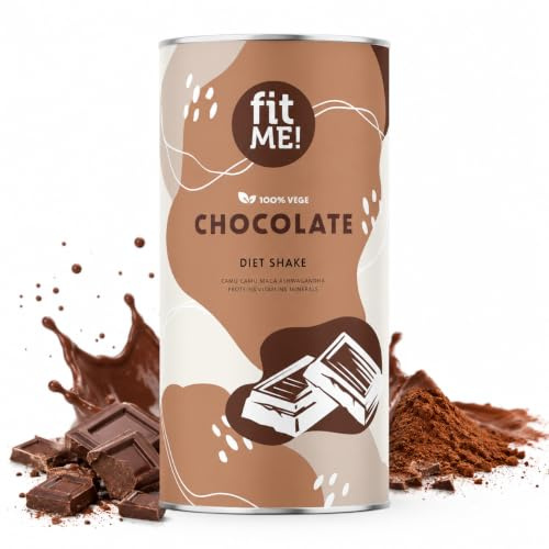 FIT ME Abnehmshake 500 g, Schoko Diätshake zum Abnehmen, Veganer & Glutenfreier Shake, Mahlzeitenersatz mit Ashwagandha & Leinsamen, Pulver, Kalorienarm & Proteinreich, Diätdrink