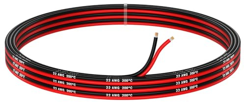 MMOBIEL 22 AWG Elektrischer Draht Parallel – 22 Gauge 5m / 16.4ft – Verzinnte Kupferkabel – 2 Adriges Kabel - Led Strips, Audio/Lautsprecherkabel, Niederspannungs-Landschaftbeleuchtung, Lampen