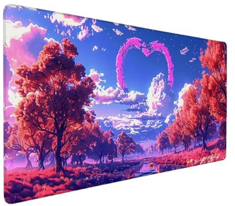 Hartes Gaming Mauspad 1000 x 500mm, Optimiert für Gaming-Sensoren, Geringe Oberflächenreibung, Wasserdicht & Rutschfeste Schreibtischunterlage, Mac- und PC-Gaming-Zubehör, Mousepad XXL Rot (Baum) W-G