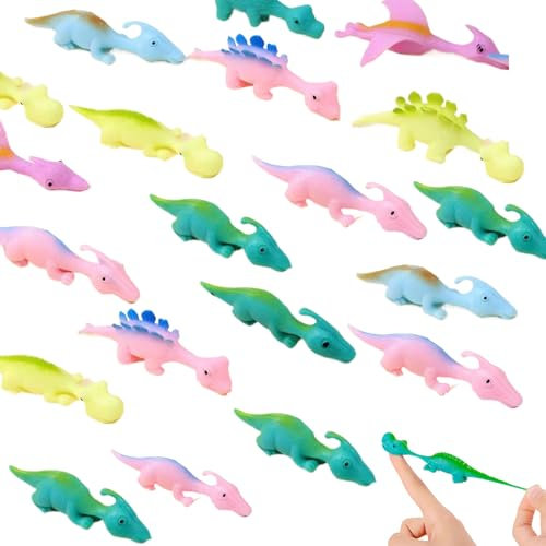 Laralily 20 Stuck Schleuder Dinosaurier Spielzeug Lustige Fliegende Dinosaurier Schleuder Spielzeug, Slingshot Dinosaur Finger Toys Dinosaurier Party Spielzeug für Kinder -Zufallige Farben und Stile