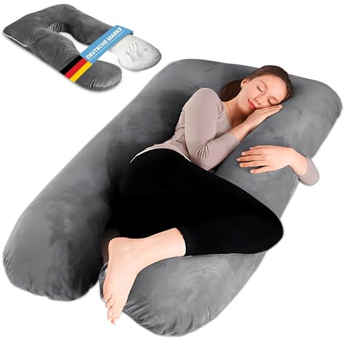 Das Schlaftherapie Kissen von PillowDaddy | Seitenschläferkissen mit Bezug für Ischias-, Hüft- & Rückenschmerzen | U-förmiges Ganzkörperkissen | Schwangerschaftskissen | Stillkissen XXL