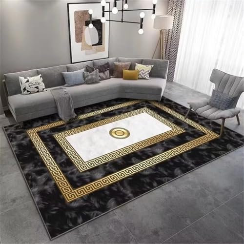 DJHWWD Lauferteppich Flur Teppich rutschfest Schlafzimmer rechteckigen korridor schwarzen verschleißfesten auslegeware Bad 100X140CM