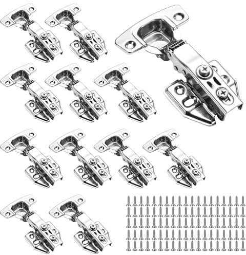 12Pcs Soft Close Cabinet Hinges for Kitchen, Full Overlay Soft Close Mute Concealed Hinges with Screws for Units Door Wardrobe & Furniture Bathroom Bedroom Dining Room