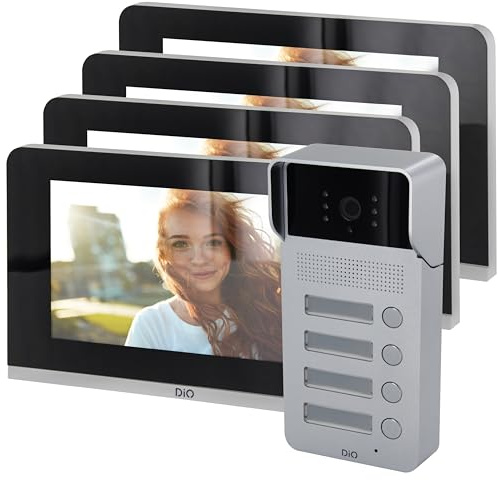 DiO Connected Home Kit videocitofono Multi Appartamento Unità Esterna 4 Pulsanti + 4 Schermi 7''