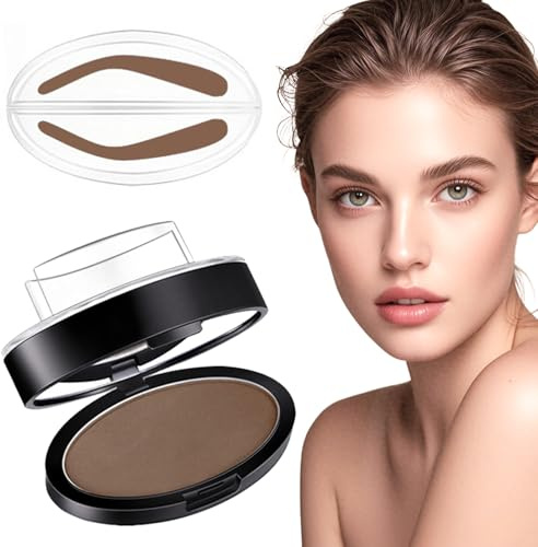 Eyebrow Stamp, Instant Styling Eyebrow Powder Stamp, Long-lasting Waterproof Brow Stencil Kit Nature Brow Tinting Makeup, Nature Light Brown Eyebrow Pomade Stencil for Beginners