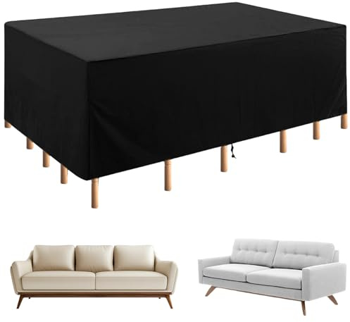 Behogan Gartenmöbel Abdeckung: Abdeckung für Gartenmöbel, 420D Oxford-Stoff, Wasserdicht, Schwarz, Für Gartentische und Möbelsets (180x120x74cm)