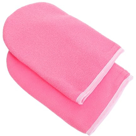 FIXOSHEE Guantes de Cera para Parafina Talla Única Aislamiento Térmico Cuidado Manos Spa Profesional Térmico Rosa Borde Blanco Belleza