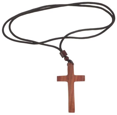 WEKAMOS Collier Pendentif Croix Bois de Santal Naturel pour Hommes et Femmes Bijou Vintage Élégant pour Pâques Cadeau Artisanal Unique pour Usage Quotidien et Cérémonies Religieuses